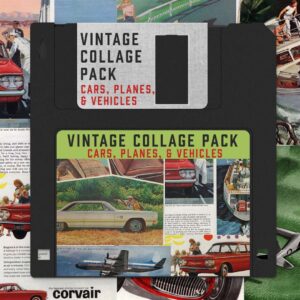 Vintage Collage Image Pack- Cars, Planes, Vehicles