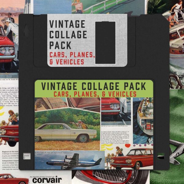 Vintage Collage Image Pack- Cars, Planes, Vehicles