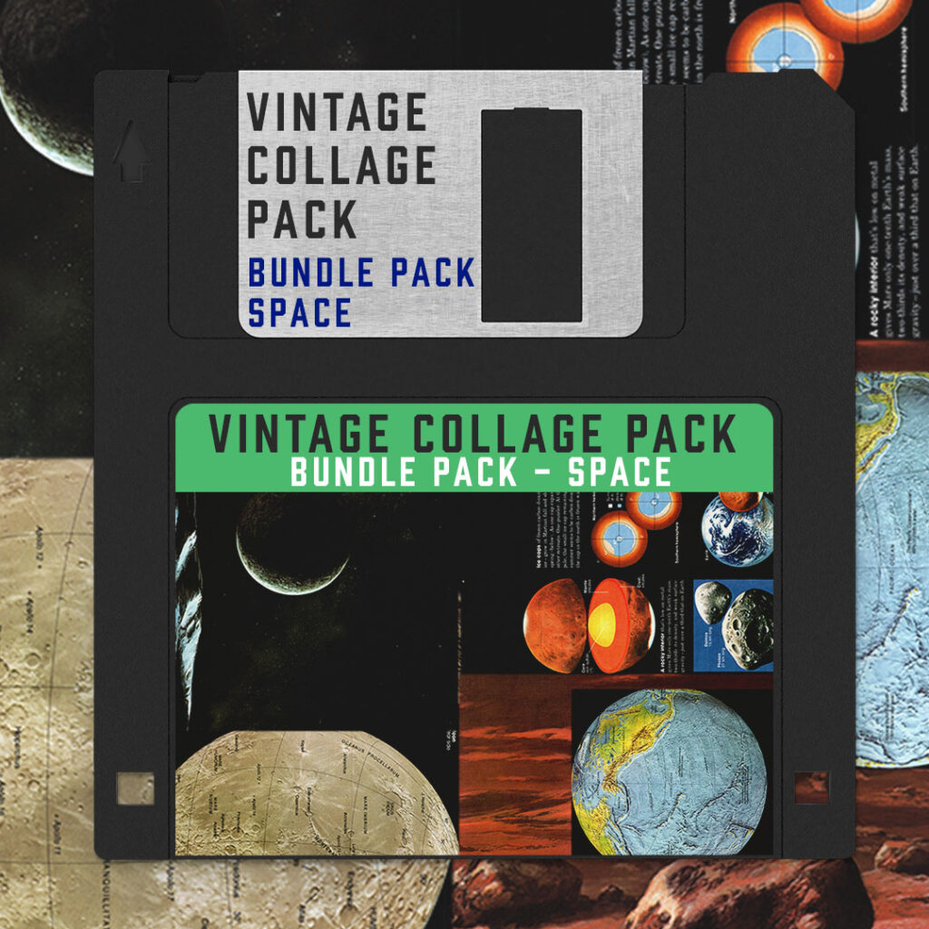 Bundle Pack - Space, Planets, Astronauts - 128 Vintage Collage Images